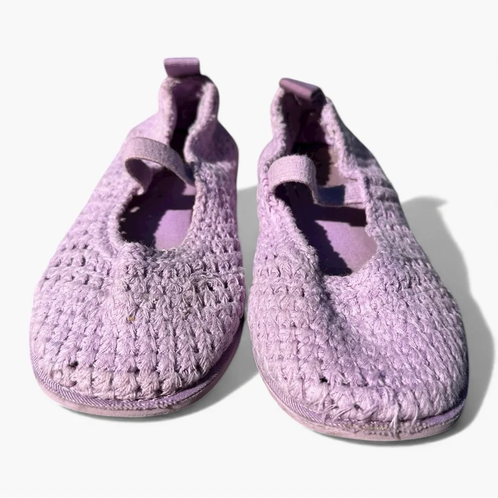 Zara Kids Crochet Ballet Flats Purple Size 24 Mary Jane Soft Minimalist Preppy